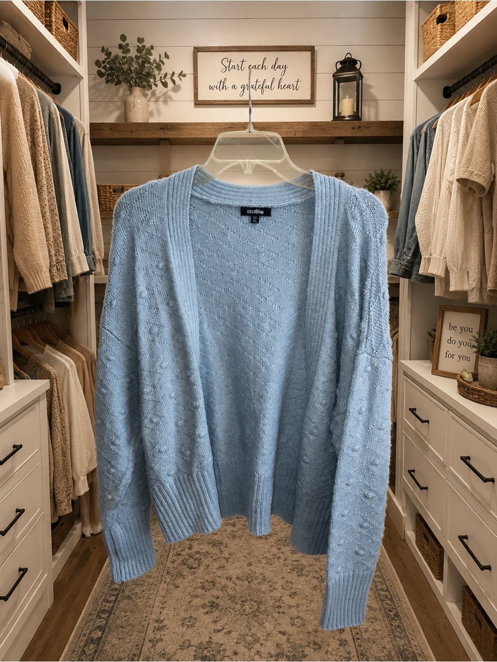 Coco Blue Open-Front Knit Cardigan